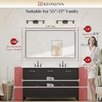 Keonjinn 55 x 30 In Brushed Nickel Bathroom Mirror for Wall, Rectangular Metal Framed Large Silver Vanity Mirror for Over Sink Square Corner Aluminum Alloy Modern Rectangle Mirror(Horizontal/Vertical)
