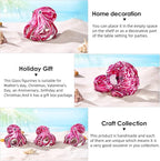 EUSTUMA Hand Blown Glass Octopus Figurine Ornament,Sea Animal Ornament for Fish Tank Aquarium,Sea Animals Collection for Birthday Gift,Glass Office Paperweight for Desk.