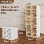 ANTBOX Shoe Organizer Storage Box, Portable Folding Shoe Rack For Closet With Magnetic Clear Door,Large Sneaker Cabinet Bins Sturdy Easy Assembly 8 Layers-16 Grids