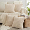 Fancy Homi 4 Packs Decorative Throw Pillow Covers for Living Room Couch Bed, Modern Farmhouse Boho Home Décor Accent Cushion Case, 16" x 16", Tan