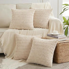 Fancy Homi 4 Packs Decorative Throw Pillow Covers for Living Room Couch Bed, Modern Farmhouse Boho Home Décor Accent Cushion Case, 22" x 22", Tan
