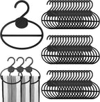 80 Pcs Scarf Hangers, Plastic Scarf Holder Organizer with Center Bar, Space Saving Clothes Hanger for Scarves, Ties, Belts, Headbands (Black)