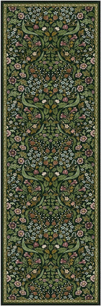Moynesa Floral Hallway Runner Rug 2'8" x 8', Washable Non Skid Kitchen Rug, Boho Green Soft Ultra Thin Botanical Carpet Runners for Entryway Bathroom Laundry Room, Green