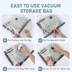 20 Pack Travel Vacuum Storage Bags with Rechargeable Electric Pump, Compression Packing Seal Bag for Luggage, 5 Small + 5 Medium + 5 Large + 5 Jumbo Space Saver Bags for Clothing Travel