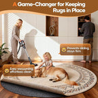 Veken 8 Ft Round Non Slip Cushioned Rug Pad Gripper, Felt and Silicone Backing, 1/4 inch Thick Carpet Liner for Hardwood Floors and Finishes, Under Area Rugs Anti Skid Mat, Keep Rugs Safe and in Place
