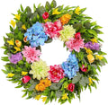 18 Inch Spring Wreaths for Front Door with Dahlias, Hydrangeas, Peonies, Eucalyptus - Artificial Spring Summer Front Door Wreath for Farmhouse, Porch, Window, Wedding, Indoor Outdoor Home Decor