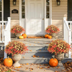 MACTING Fall Artificial Flowers for Outdoors 24 Bundles Faux Mums Outdoor Plants UV Resistant Fake Plastic Greenery Shrubs for Planters Garden Patio Porch Balcony Outside Autumn Thanksgiving Decor