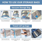 Cozy Essential Vacuum Storage Bags, Compression Space Saver Bags for Clothes, Comforters, Blankets, Pillow, Bedding, Sealer Clothing Storage,12 Combo