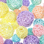 Patelai 36 Pcs Wicker Rattan Balls Decorative Balls for Vase Centerpiece Bowls Orbs Filler for Home Decor,4 Sizes(Macaron Color,2.4'',2'',1.6'',1.2'')