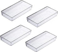 4Pack Large Size Clear Plastic Desk Drawer Dividers Drawer Organizer Wide Tray for Makeup,Kitchen Utensils,Jewelries and Gadgets 12’’x6’’
