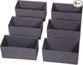 DIOMMELL 6 Pack Foldable Cloth Storage Box Closet Dresser Drawer Organizer Divider Fabric Baskets Bins Containers for Clothes Underwear Bras Socks Lingerie Clothing, Dark Grey 060