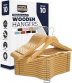 Utopia Home Premium Wooden Hangers 10 Pack - Durable & Slim Coat Hanger - Suit Hangers with 360-Degree Rotatable Hook - Wood Hangers with Shoulder Grooves (Natural Color)