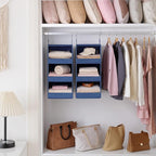 GRANNY SAYS 3-Shelf Closet Organizers and Storage, Foldable Hanging Closet Organizer, Closet Hanging Shelves with 2 Metal Hooks, Leak-Proof Hanging Organizer for Closet, Navy, 2-Pack