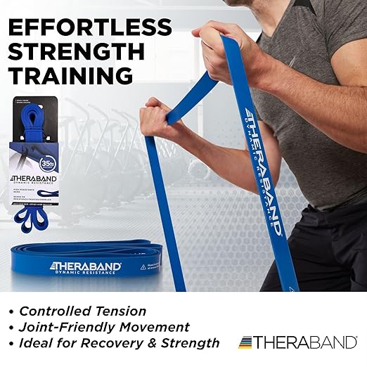 THERABAND High Resistance Band, Heavy Elastic Super Band for Full Body Workouts, Physical Therapy, Strength Training, Durable 41” Loop Exercise Band, 35 lbs Resistance