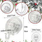 4Pack Wreath Hanger Hooks,Big Suction Cup Wreath Hooks for Halloween Christmas Décor,22 LB Heavy Duty Waterproof Removable Large Wreath Holder for Window Glass Smooth Doors Tiles Welcome Sign,Clear