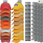 Hat Organizer Hold up to 20 Hats, 2 Pack Hat Rack for Wall with Strong Adhesive, Hat Organizer for Baseball Caps Display for Door Closet, Hat Hanger Holder Multilayer Two Mounting Option(White)