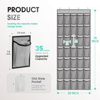 WVM Over the Door Shoe Organizer with 35 Breathable Mesh Pockets, Hanging Shoe Organizer for Door with 4 Metal Hooks, Large Capacity Closet Storage for Shoes, Accessories, Grey