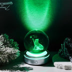 Movdyka Cat Lovers Gifts: 3D Crystal Ball Cat Figurines, Home Office Decor Night Light Snow Globes - 3.15"/8CM