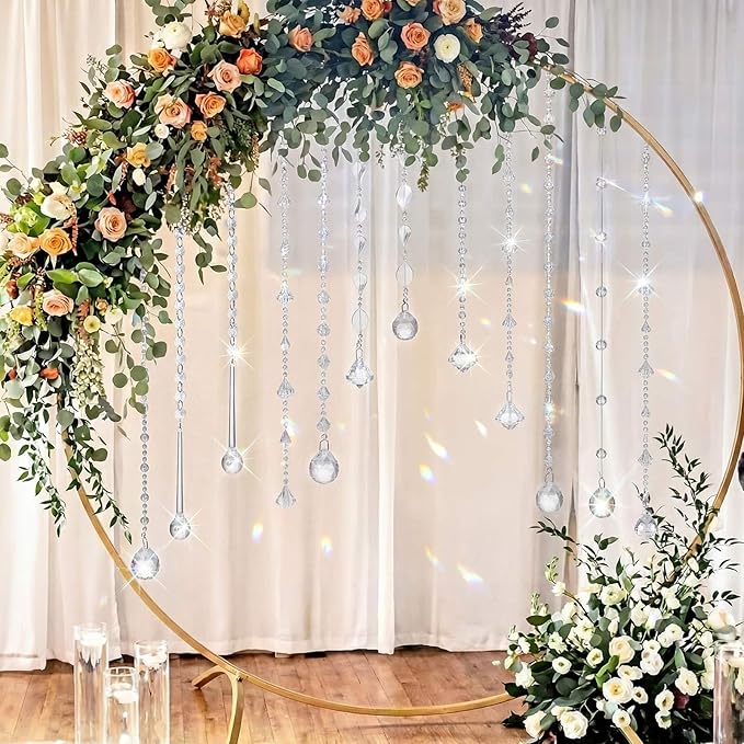 Soulchen 24 Pcs 20 Inch Clear Acrylic Crystal Garland Strands Large Hanging Chandelier Bead Chain String Wedding Icicle Drop Ornaments for Wedding Party Decor