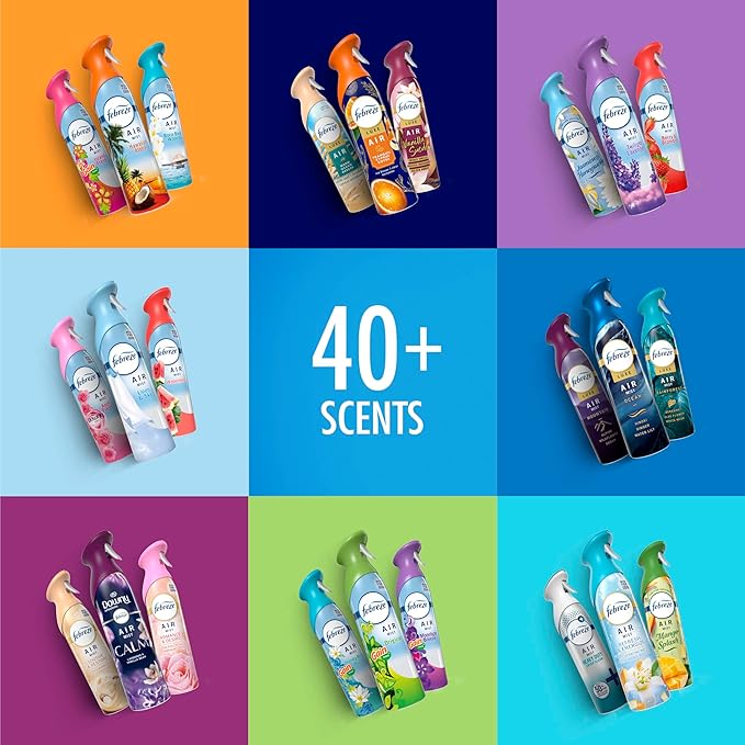 Febreze Air Mist, Air Freshener Spray, Odor Fighting Room Spray, Deodorizer for Home Bathroom Kitchen Office Apartment Dorm Room Classroom, Linen & Sky Scent, 8.1oz (Pack of 6)