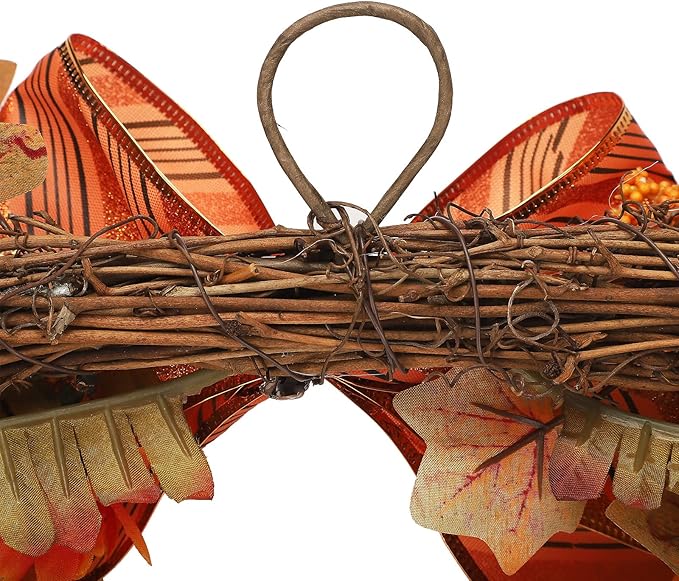 2 Pcs Artificial Maple Swags Wreaths, 25.9 Autumn Harvest Floral Swag, Fall Wall Hanging Garland with Maple Leaves for Thanksgiving Front Door Decoration