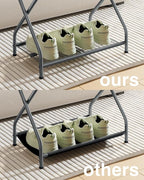 Set of 2 Luggage Rack with Storage Shelf, Foldable Suitcase Stand, Heavy Duty Metal Luggage Holder for Guest Room, Bedroom, Hotel, 150 lbs Top Capacity, 50 lbs Bottom Shelf LR-GY-2