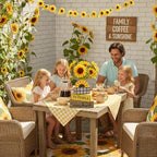 Lineshading 4 Pcs Farmhouse Sunflower Table Decorations Stackable Rustic Wooden Sunflower Block Signs Summer Tiered Tray Decor Centerpiece Rustic Country Sunshine Themed Decor for Home Mantel Shelf