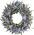 24-Inch Lavender Wreath for Front Door, Purple Hydrangea Wreath with Eucalyptus, Artificial Spring and Summer Floral Wreath for Indoor Outdoor Walls, Windows, and Home Year-Round Display