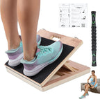 17″ Wide, Premium Portable Wooden Slant Board, Thicker Bottom, Squats & Calf Stretching – Professional Adjustable Calf Stretcher Slant Board, Exercise Guide & Bonus Muscle Roller, Physical Therapy