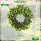 Large Boxwood Wreath for Front Door, 28" Artificial Spring and Summer Greenery Wreathwith White Flower Buds, All-Season Home Decor for Walls, Windows, Parties, Weddings, Indoor Outdoor
