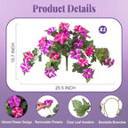Artificial Fake Flowers Plants for Outdoor Decoration, 2PCS Faux Petunias Silk Flower UV Resistant No Fade Floral for Home Outside Garden Balcony Yard Porch Realistic Indoor Decor (Fuchsia Lotus)