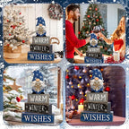 Lineshading 4 Pcs Winter Table Decorations Wooden Gnome Decor Winter Tiered Tray Decor Christmas Centerpiece Rustic Decorative Gnome Snowflake Block Sign Gift Farmhouse Xmas Signs for Home Kitchen