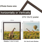 12x12 Picture Frame Set of 3, walnut Wooden Frame 12by12 Square Wall Gallery Poster Photo frame with Durable Shatter Resistant Plexiglass for Wall Hanging best gift