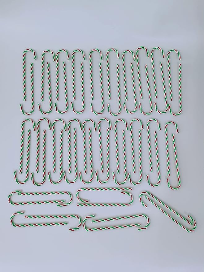 50 Pcs Christmas Candy Canes 5.9 inch Plastic Christmas Tree Hanging Ornaments Twisted Green Crutch Candy Canes for Xmas Home Indoor Outdoor Party Decoration (Green red White)