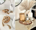 LSKYTOP 60 Inches Wood Bead Garland,Wooden Beads with Tassels,Farmhouse Beads Rustic Prayer Beads Boho Beads for Farmhouse Tiered Tray Coffee Table Mantel Decor (1 Pack)