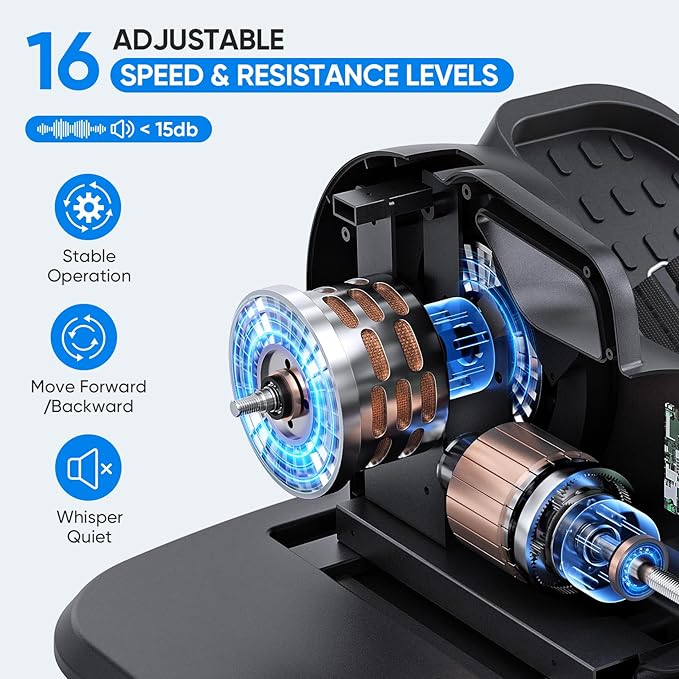 Under Desk Elliptical Machine, 3-in-1 THERUN Electric Leg Exerciser for Seniors, Fully Assembled Portable Seated Pedal Exerciser w/Remote Control, 16-Level Speeds & Resistance