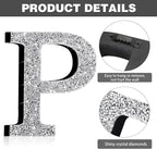 Qunclay 8'' Silver Crystal Diamond Bling Letters Crushed Diamond Decoration Wooden Glitter Letter with Screw and Hooks Rhinestone Gift for Wedding Y2k Mcbling Bedroom Wall Decor (Letter P)