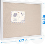 OWLKELA 13.3"x17.7" inch Bulletin Board with Linen 1 Pack, White Wood Style Frame, with 10 Pushpins, Linen Cork Board, Ideal for School, Home & Office