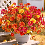 Artificial Mums Fall Flowers for Outdoors, 12 Bundles Artificial Plants Outdoor Fake Flowers UV Resistant, Outdoor Fake Plants Faux Silk Flowers for Porch Outside Planter Window Box Garden