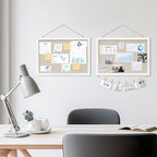 DAHAPYBOO Cork Board with Linen White,Bulletin Board 17"x12" Hanging Corkboards for Office Home School Message Board or Vision Board Decoration.