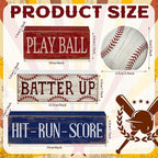 Yuntau 4 Pcs Baseball Decorations Sports Wooden Sign Baseball Centerpieces for Tables Tiered Tray Decor Decorative Mini Faux Book Stack Block for Bedroom Boys Room Mantel Shelf Senior Night Gifts