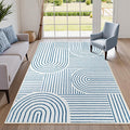 Lahome Abstract Washable Area Rugs 5x7, Soft Blue Rugs for Living Room Ultra-Thin Non-Shedding Bedroom Rug, Modern Throw Rug Large Carpet for Dining Room Classroom Office(5'x7',Blue/White)
