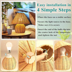WERFOP Bamboo Table Lamp Handmade Boho Rattan Bedside Lamp,3 Colors Adjustable Vintage Wicker Wooden Nightstand Lamp with E26 Bulb for Bedroom Living Room Desk Entrance