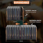 RUILALIFE Vinyl Record Storage Holder, Expandable Record Holder Rack With Movable Divider, 110 LP Album Display Shelf Stand, Magazine Holder