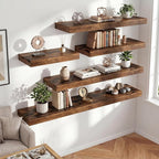 FLYJOE 55 Inch Long Floating Shelves for Wall Set of 1, 12" D Wood Grain Bathroom Shelves with Invisible Brackets, Easy Install Engineered Wood Storage Shelves for Kitchen, Living Room, Bedroom