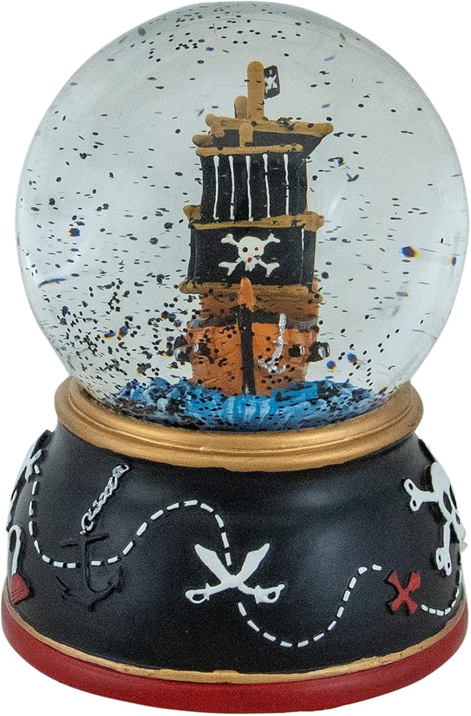 5" Children's Musical Pirate Ship at Sea Snow Globe