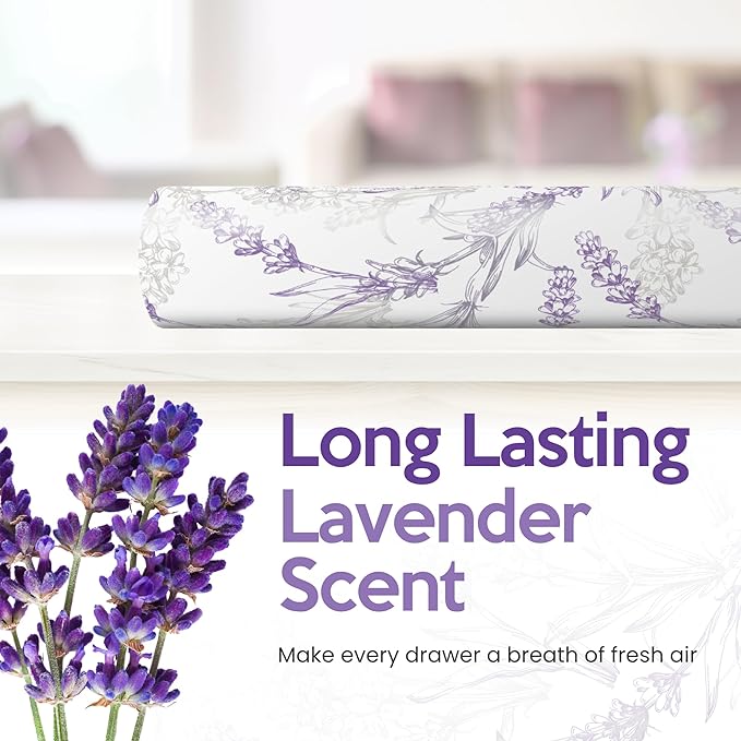 Lavender Scented Drawer Liners for Dresser Drawers (10 Large Sheets, 19.7" x 14.4") - Non Adhesive Drawer Paper Liner for Bedroom Dresser & Closet Shelves by Linda’s Essentials
