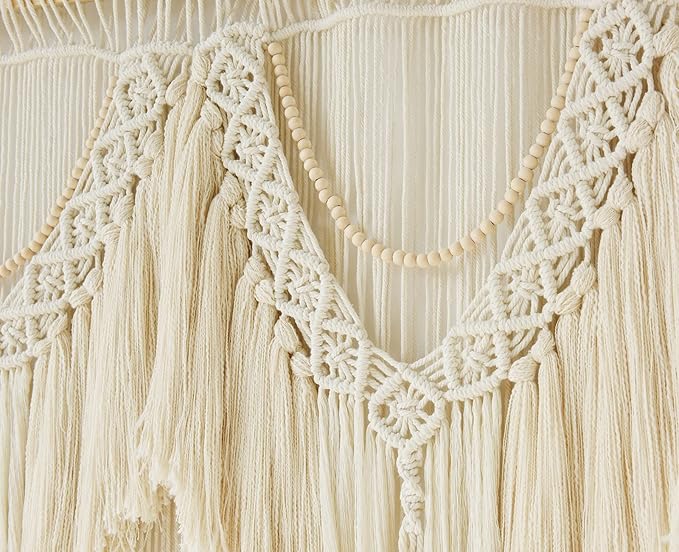 IOWER Macrame Wall Decor 75" W x 35" L Extra Large Macrame Wall Hanging Craftsmanship Boho Wall Decor