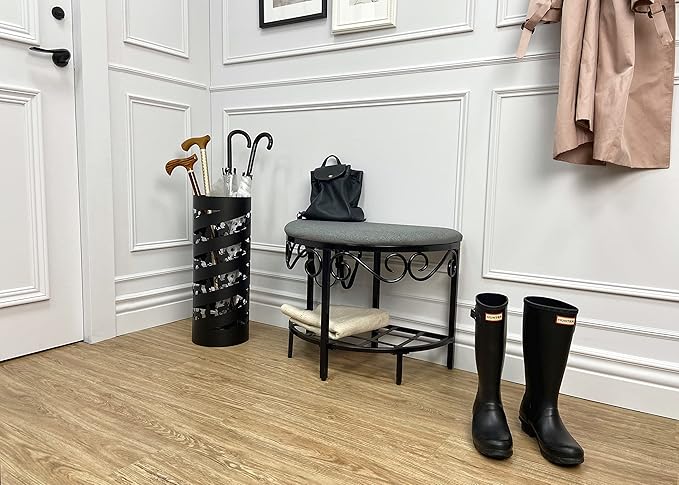 Mango Steam Round Cat Spiral Umbrella Stand 22" Tall, Black