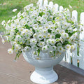 Artificial Flowers Fake Plants for Outdoors Decoration, 12 Bundles White Silk Morning Glory with Eucalyptus Realistic UV Resistant Faux Flowers for Outside Planter Porch Yard Patio Garden Home Indoor